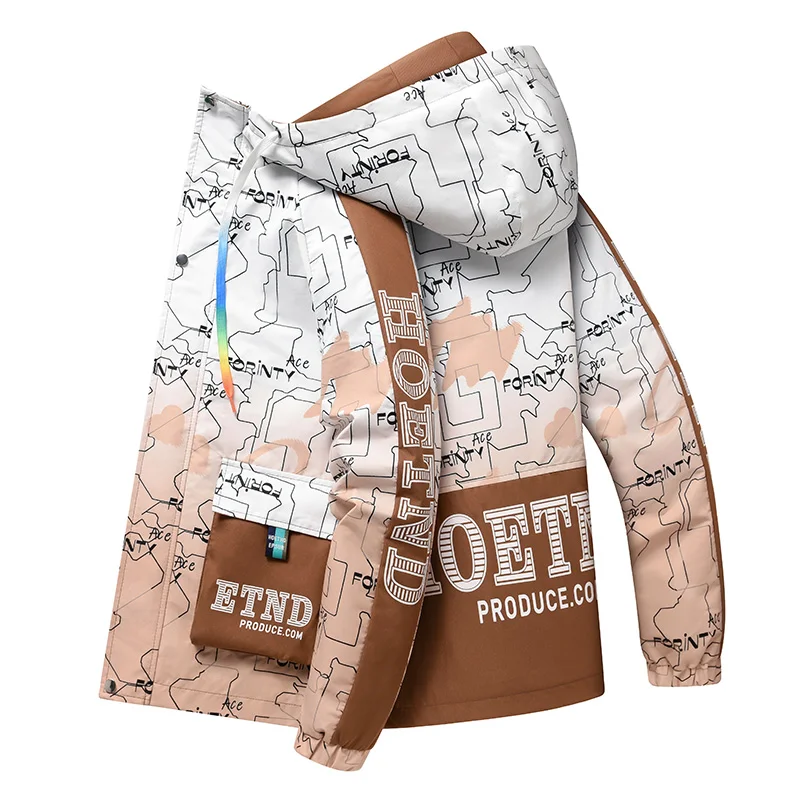 

Весенне-осенняя брендовая мужская ветрозащитная куртка с капюшоном на молнии, повседневная, высокого качества, для занятий спортом на открытом воздухе, легкий стиль