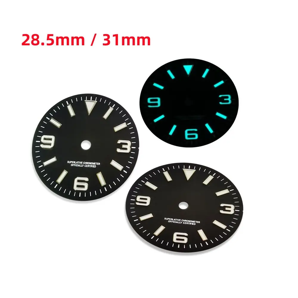 

Светящийся циферблат NH35 BGW9, черный циферблат для часов Seiko NH34 NH35A NH36 4R35, синий и зеленый цвета, 28,5 мм, 31 мм, 369