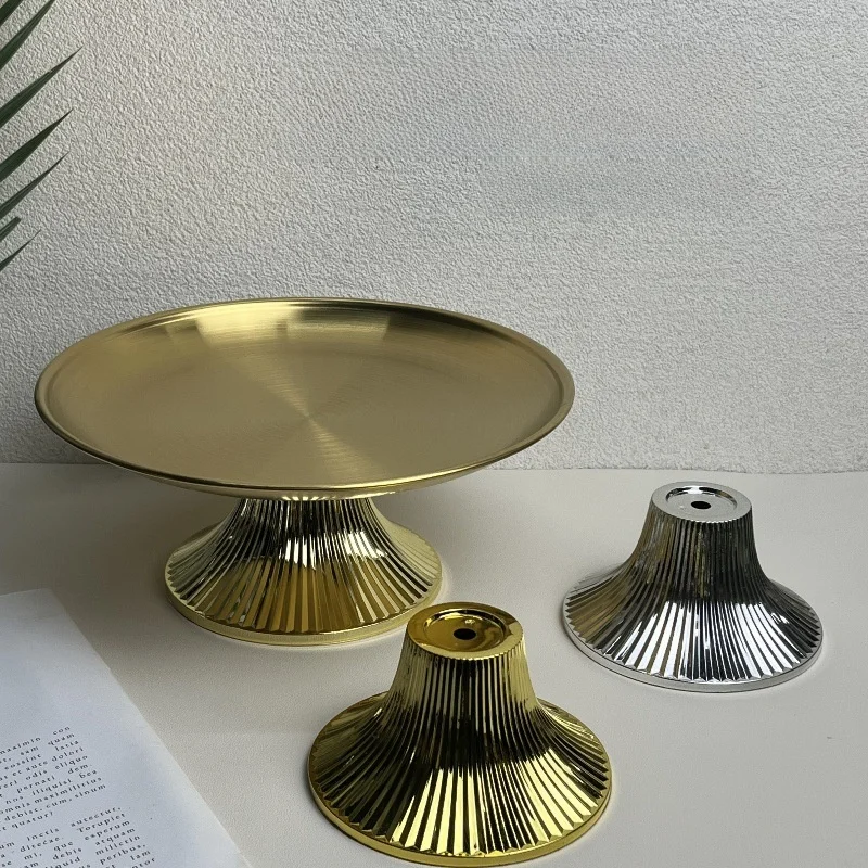 Creative Stainless Steel High-legged Cake Tray Luxury Dessert Display Plate Living Room Coffee Table Fruit Tray Home Use