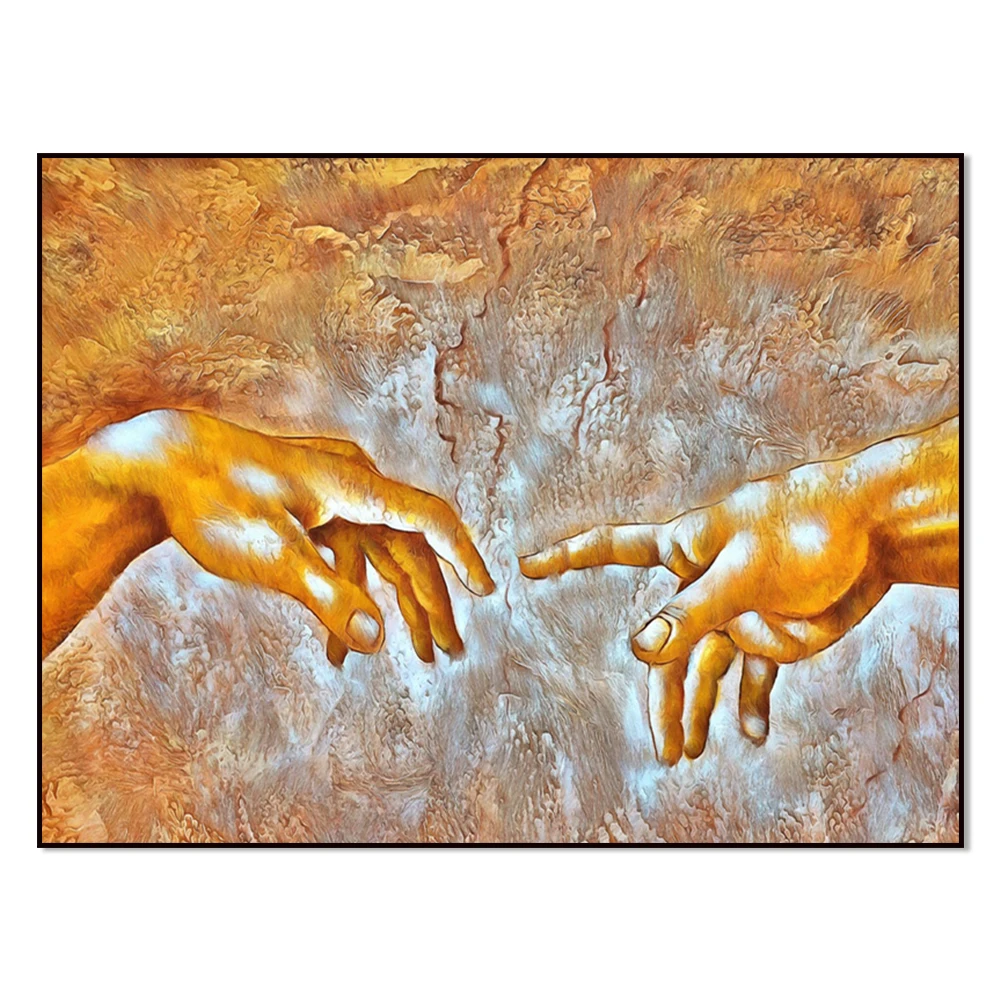 Handprinted canvas golden texture modular wall art prints, two hand-painted works of art canvas decoration wall home unique gift