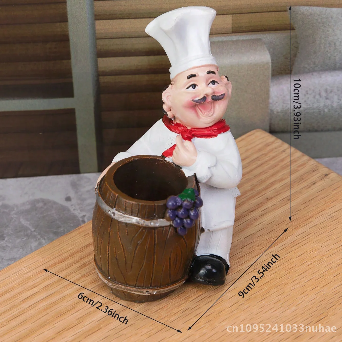 

European Retro Resin Chef Figurine for Home Bar Cafe Decoration Creative Small Cake Shop Decor Yellow Bucket Chef Fork Open