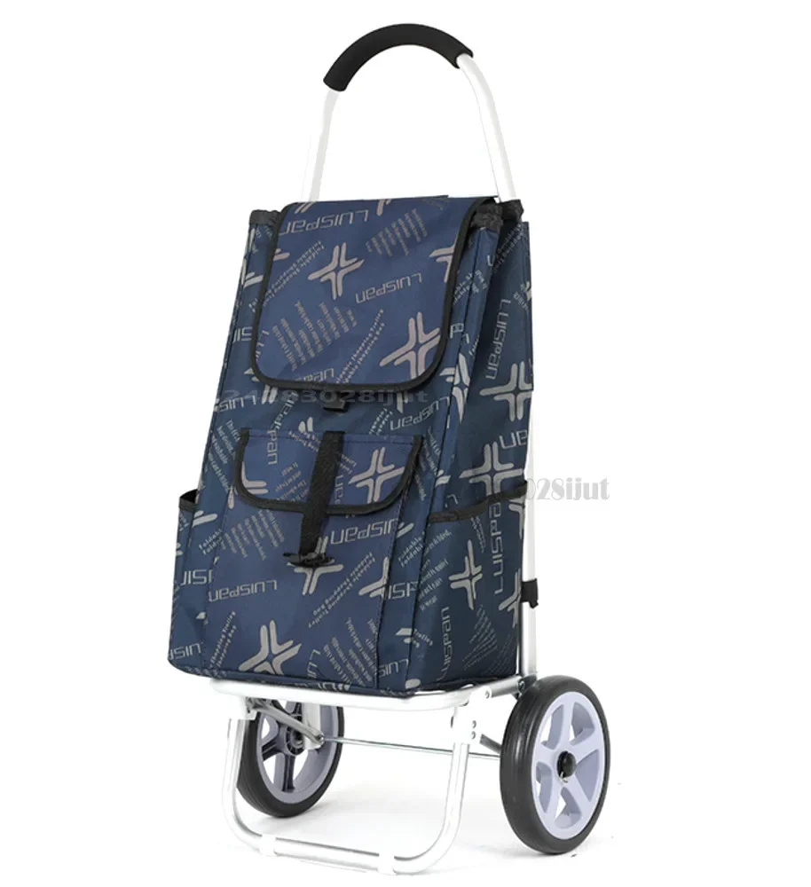 Space Aluminum Shopping Cart, Multifunctional Grocery Trolley, Portable Large-Capacity Foldable Cart, Strong Load-Bearing