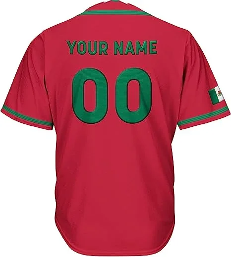 2024 Mexico Baseball jersey 3D Print Mesh Free Custom Name Baseball Shirt Men\'s Street Oversize Apparel Short Sleeve Sportswear