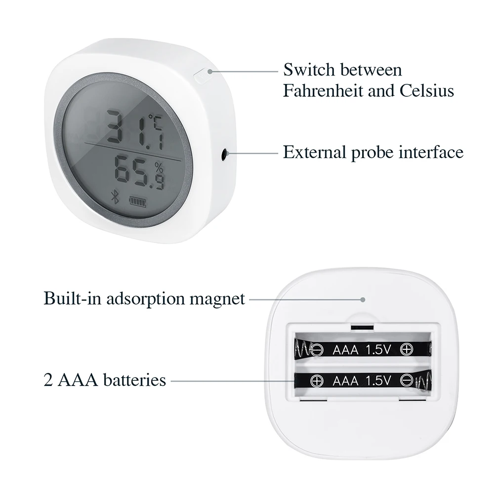 INKBIRD Digital Thermometer Hygrometer with Waterproof Probe Bluetooth Remote Controlled Temperature and Humidity Sensor