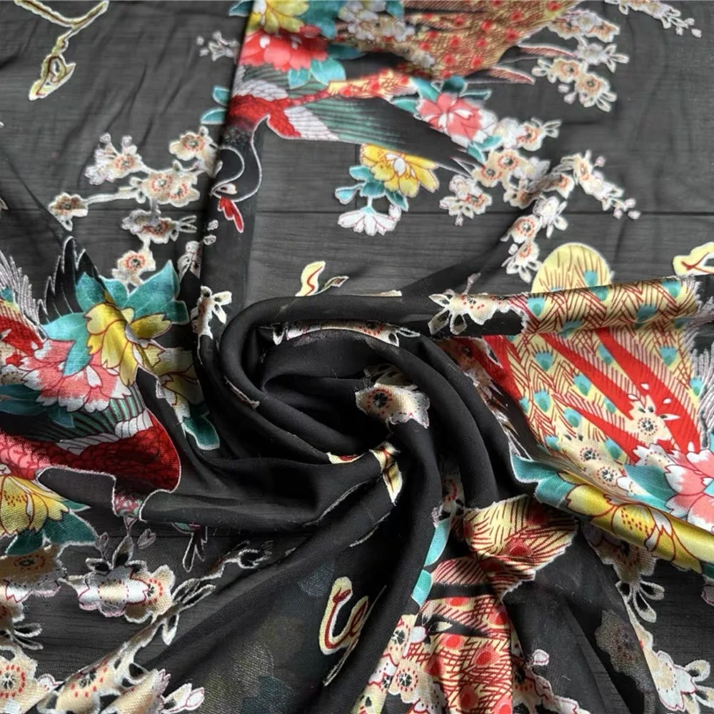 Unique Discount Price Flower Style Top Quality Silk Burn Out Fabric with Soft Feeling Nice Color for Sexy Lady Custom Cloth