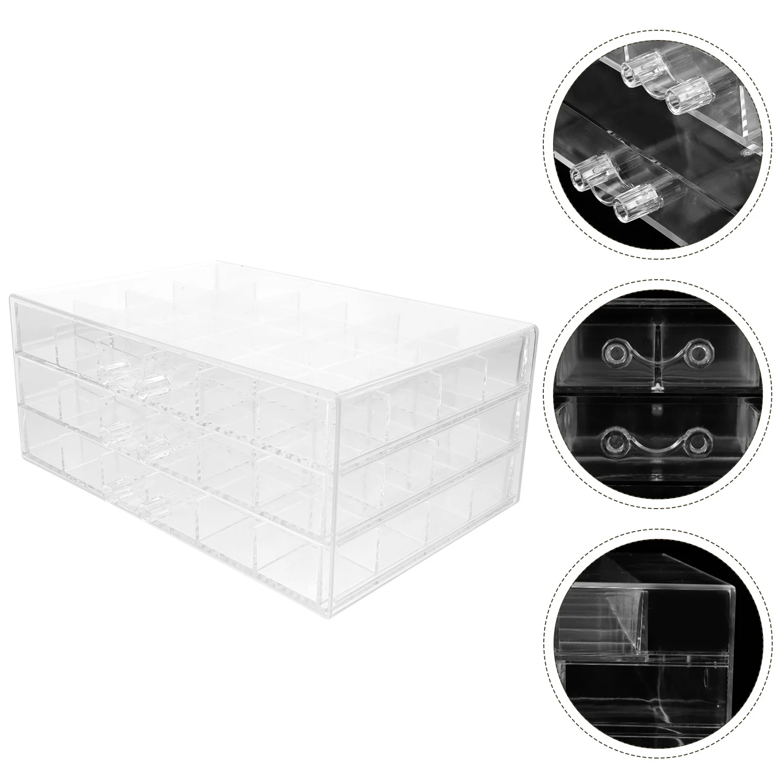 Multi-Layer Storage Box Clear Nail Charm Holder Jewelry Organizer Drawer Style for Earrings Beads Accessories Storage Desktop