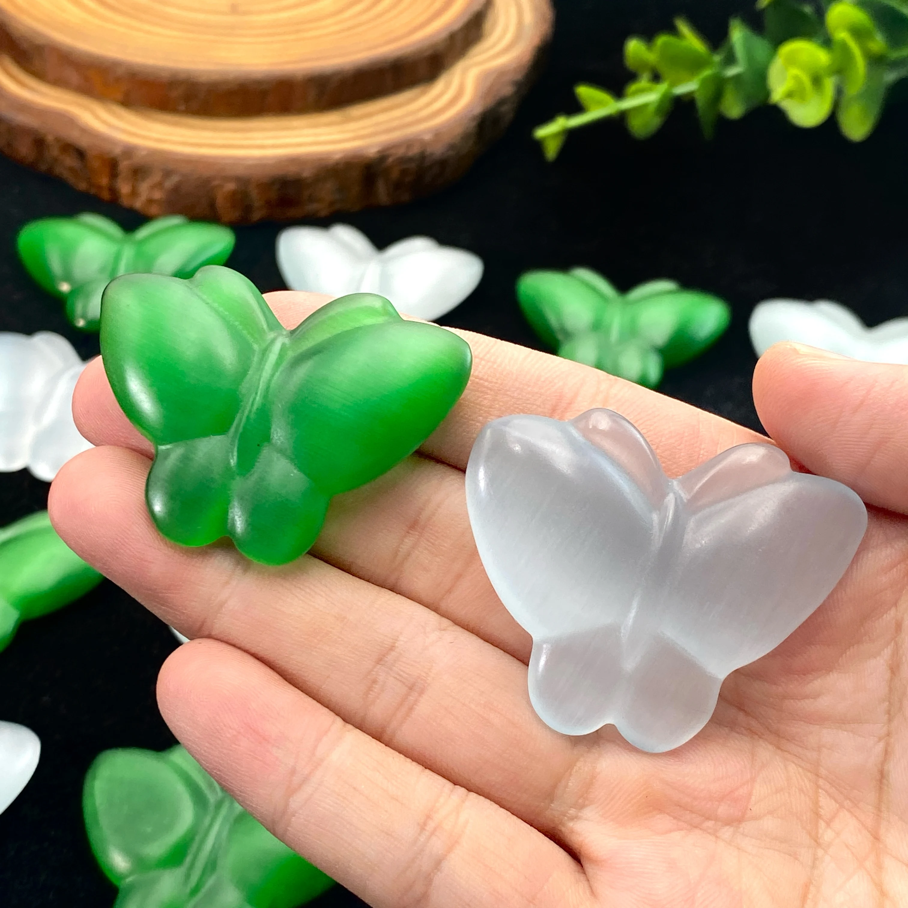 1PC Cateye Butterfly Shape, Stone Collections, Excellent Gifts, Family And Friends Gift, Home Decoration, DIY Decorations, Room