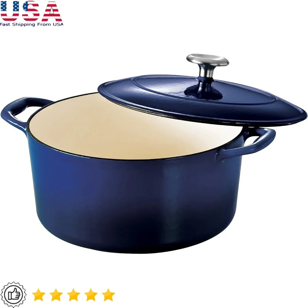 

Эмалированная чугунная голландская кастрюля для духовки с крышкой. Прочная кастрюля для приготовления пищи. Самовырастная блокировка влаги. Универсальная кухонная посуда.