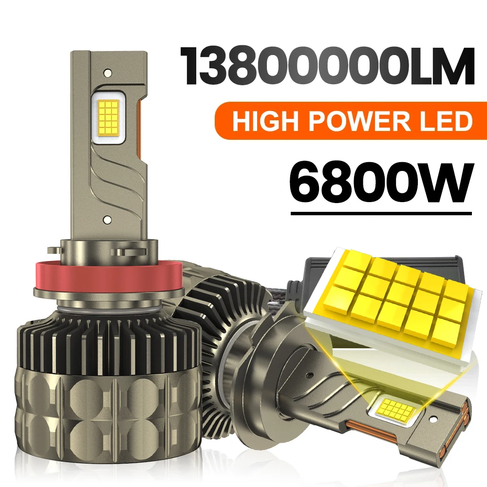 

6800W H4 H7 LED Canbus H11 H1 H3 9005 HB3 9006 HB4 H8 H9 9012 9007 9008 H13 LED Headlights Car Headlamp Bulb 6000K