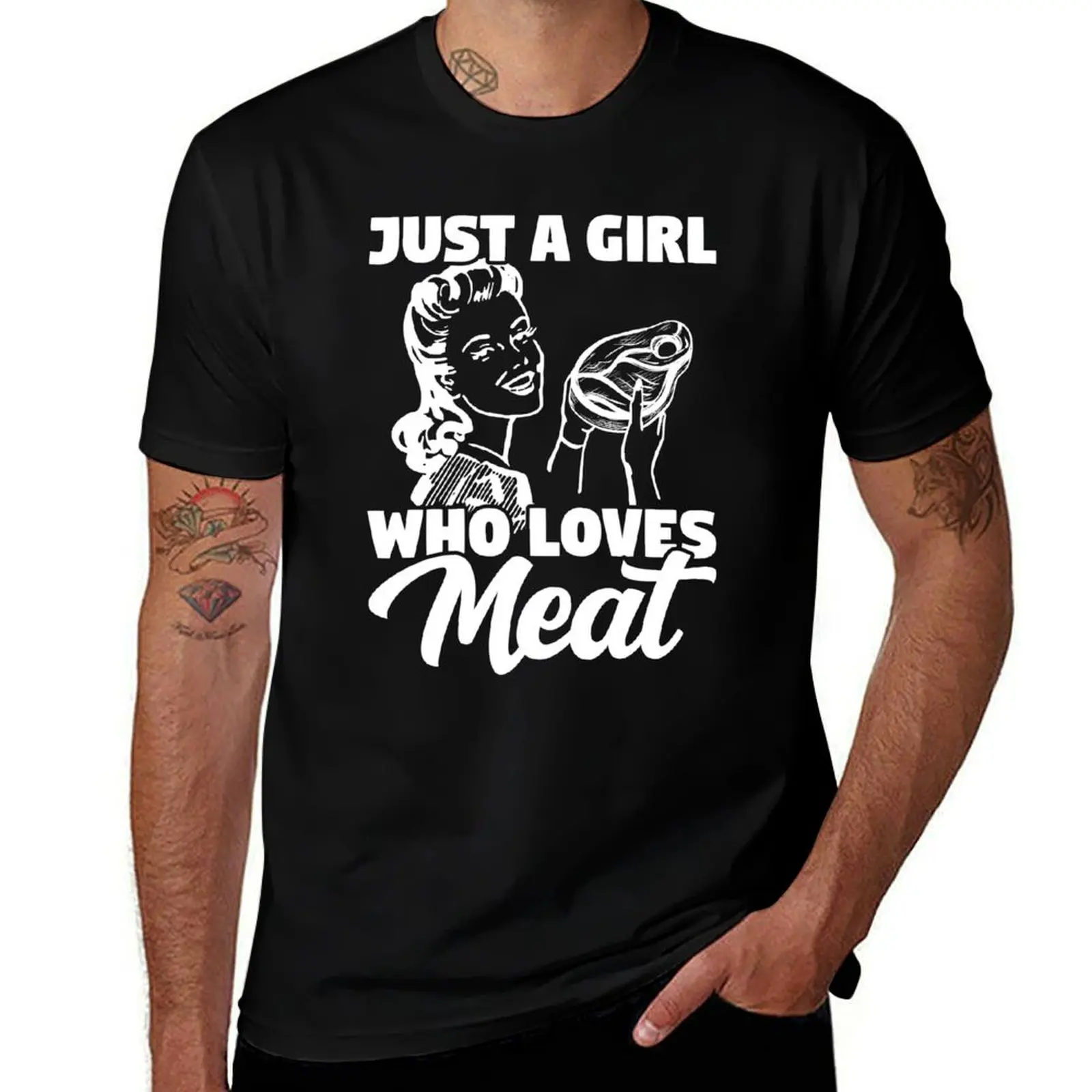 

Just A Girl Who Loves Meat Carnivore Meat Eater T-Shirt t shirts for man cotton soft t shirts for man graphic vintage T-Shirt