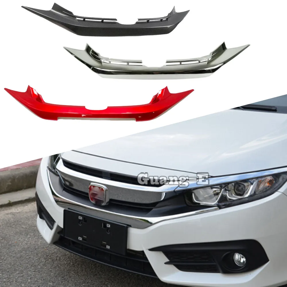 

For Honda Civic 10th 2016 2017 2018 2019 2020 2021 Frame Cover Protection ABS Trim Front Bottom Grid Grill Grille Molding Stick