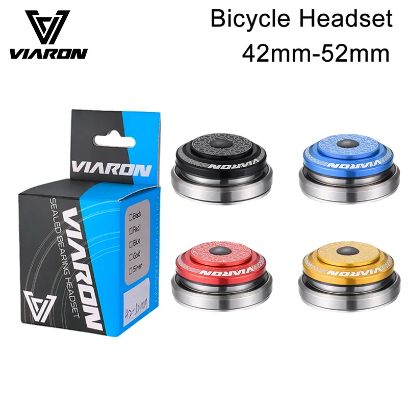 VIARON-CNC Auricular de bicicleta, tubo cônico reto, garfo steer, coluna integrada do sistema, rolamento MTB, 42mm, 52mm, 1 1/8 