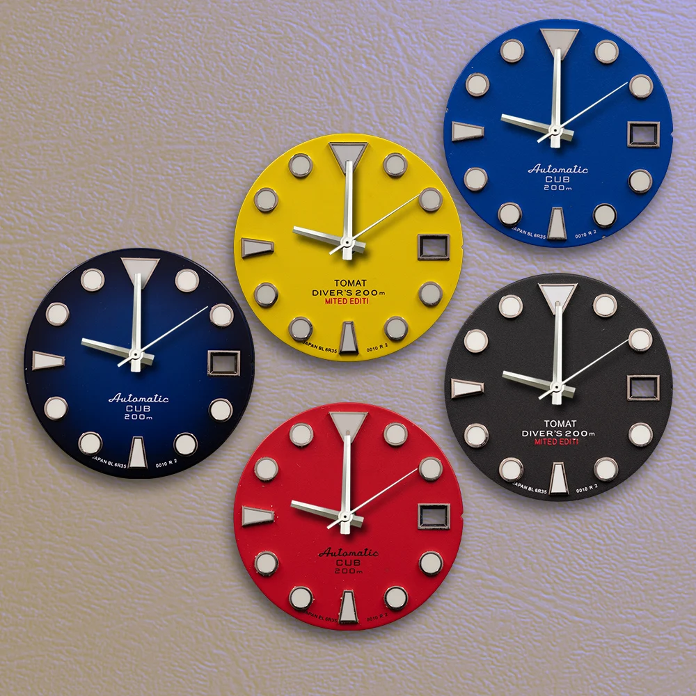  Best sellers 28.5mm S Logo Diver's TOMAT automatic Dial Green Noctilucentnt Fit NH35 Movement Watch Modification Accessories