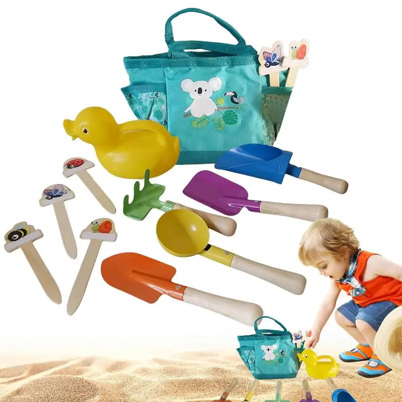 Sand Beach Toys 9pcs Travel Sand Toys Digging Tools Kit For Pool Garden Vacation Funny Activities For Boys Girls Ages 3+