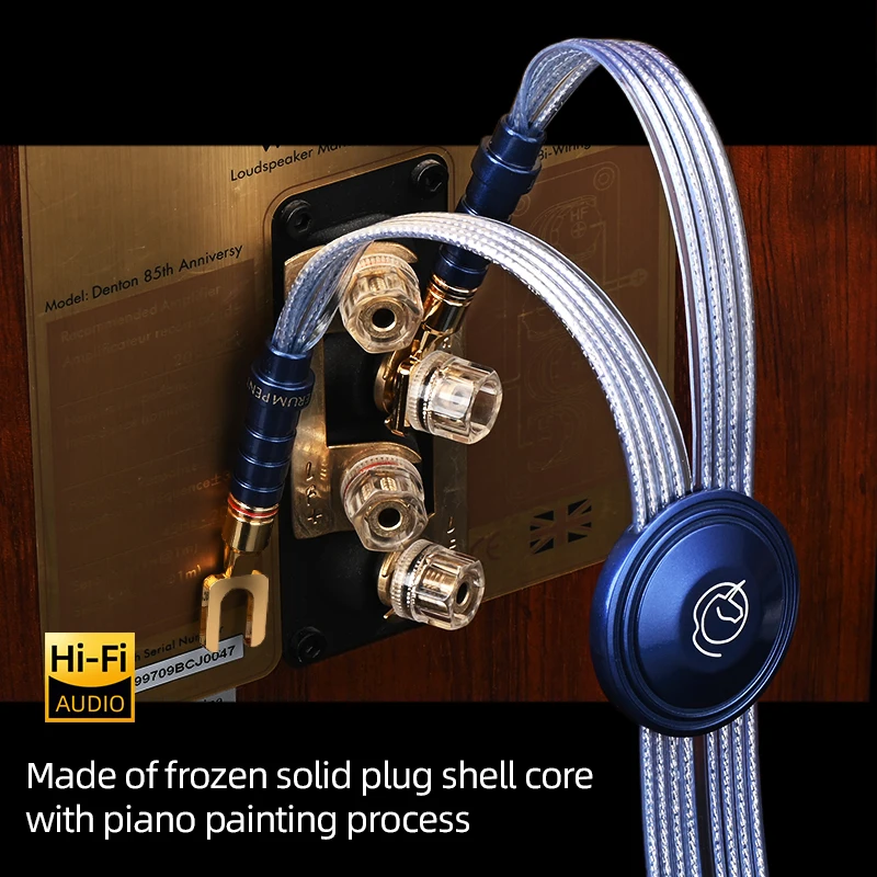 One Pair HiFi Speaker Cable OCC Silver Plated Gold Plated Plug Noise-free Square-core Flat Belt for Amplifier Speaker Chillers