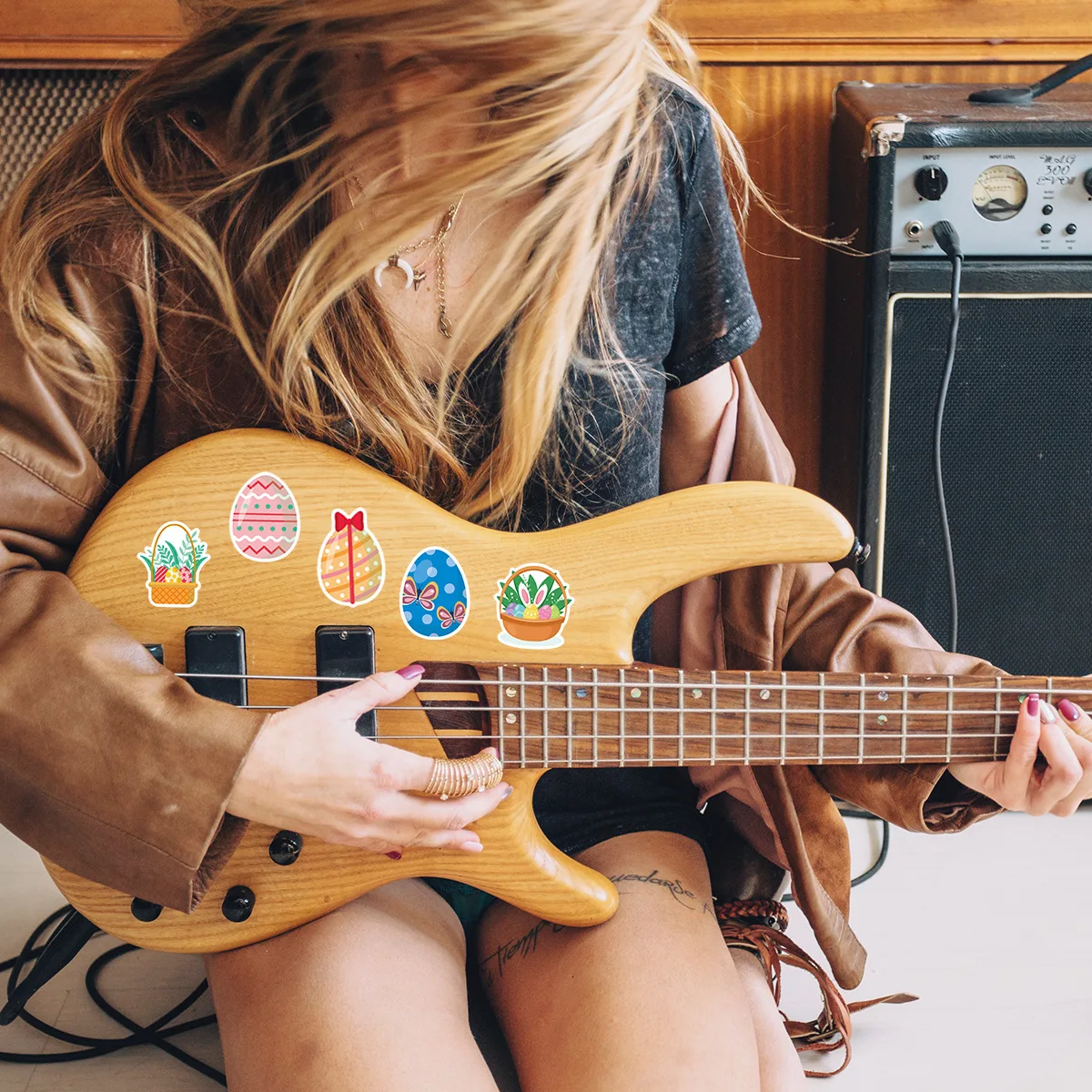 50PCS 부활절 달걀 만화 휴일 스티커 어린이 귀여운 스티커 보상 학생 스티커 라벨 선물 어린이 장난감