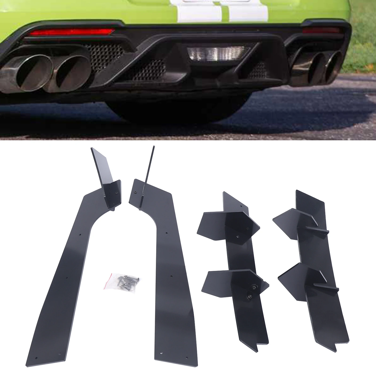 Rear Diffuser &  Side Splitters Set For Ford For Mustang 2015-2021