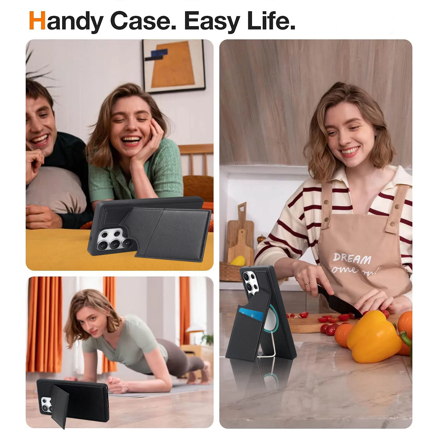 Vollständige Abdeckung aus PU-Leder mit Kartensteckplatz und Ständer, kompatibel mit Galaxy S25ultra S24 Ultra, kabelloses Laden