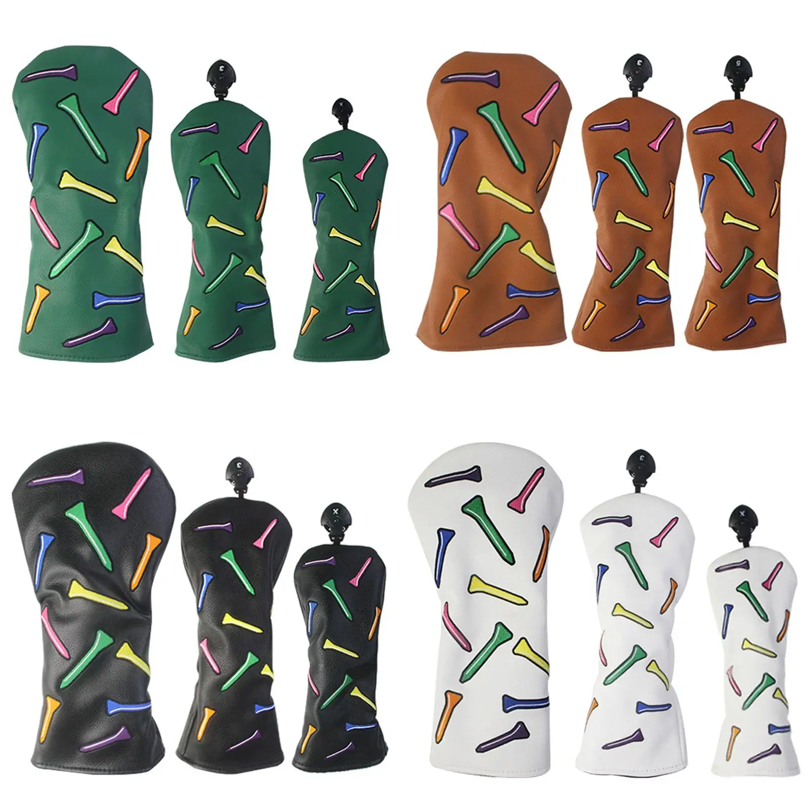 Golf Wood Headcover Golf Tee Pattern Waterproof Long Neck Golf Club Head Cover for Golf Courses Outdoor Parks Living Room Adults