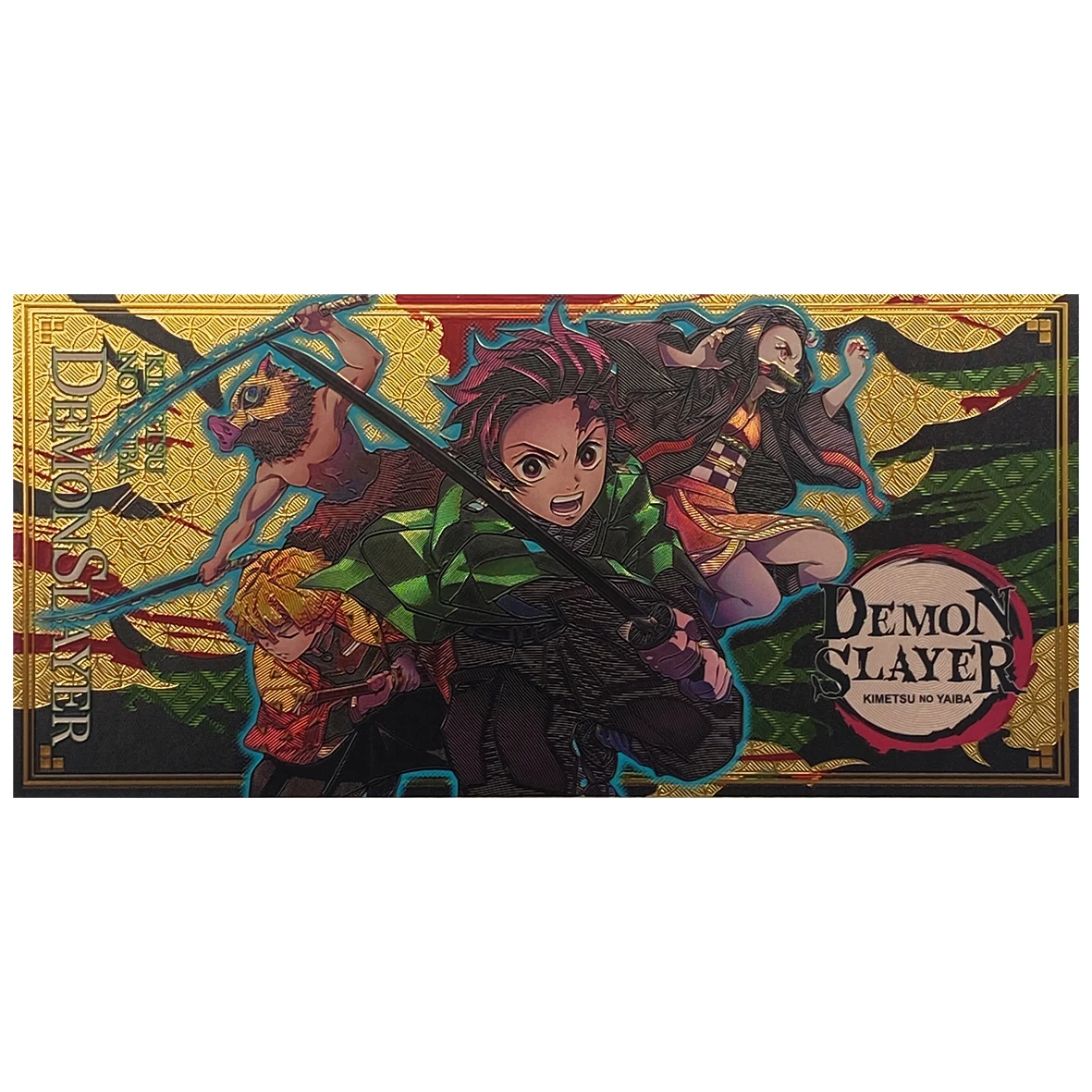 Tarjetas doradas de Anime japonés Demon Slayer, tarjeta ultra rara, colección de personajes de Tanjirou Kamado Nezuko, billetes dorados, regalos para niños