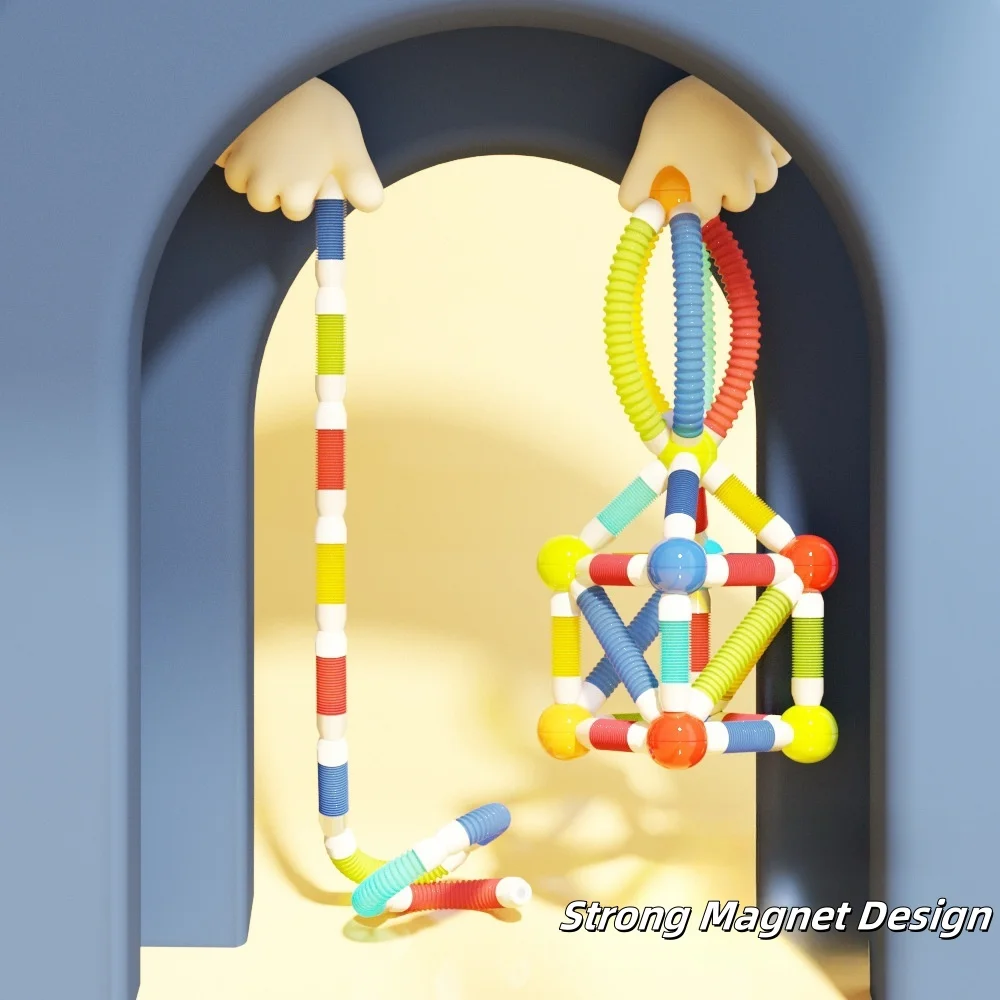 幼児磁気ブロックビルディングおもちゃソフトグリップ柔軟なマグネットスティック建設セット学習幹就学前感覚おもちゃ