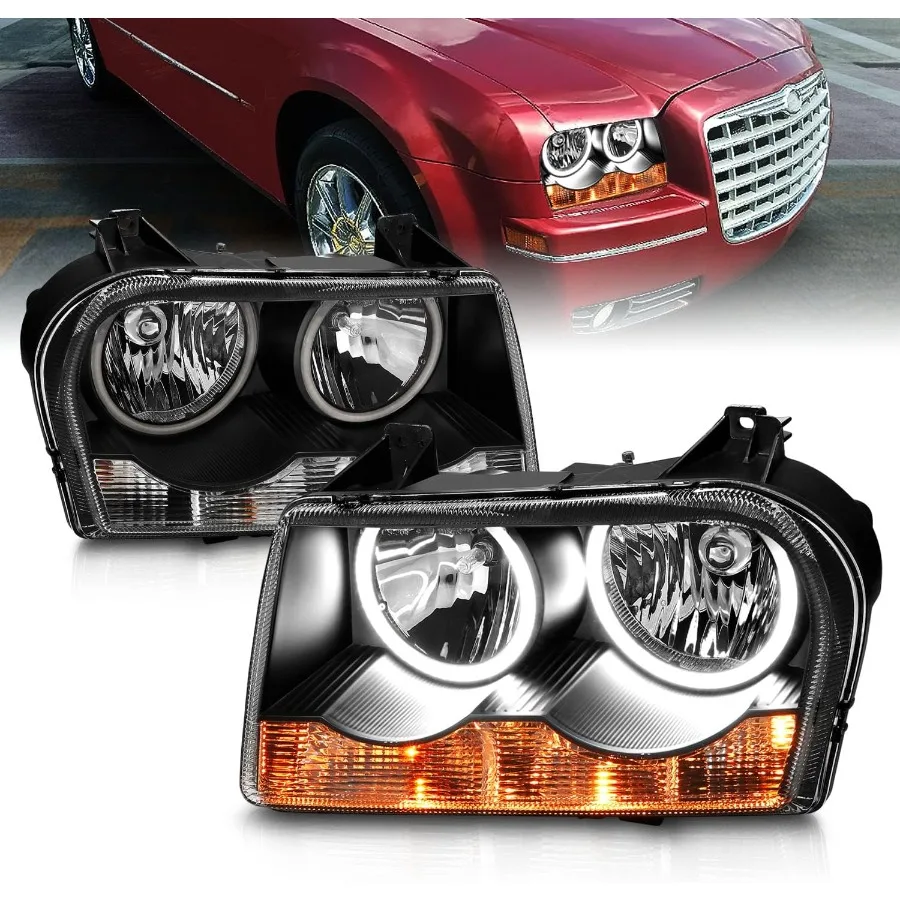 

Для Chrysler 300 2005-2010 годов [Halogen Type] Xtreme Dual LED Halos Черные фары в сборе со стороны пассажира и водителя