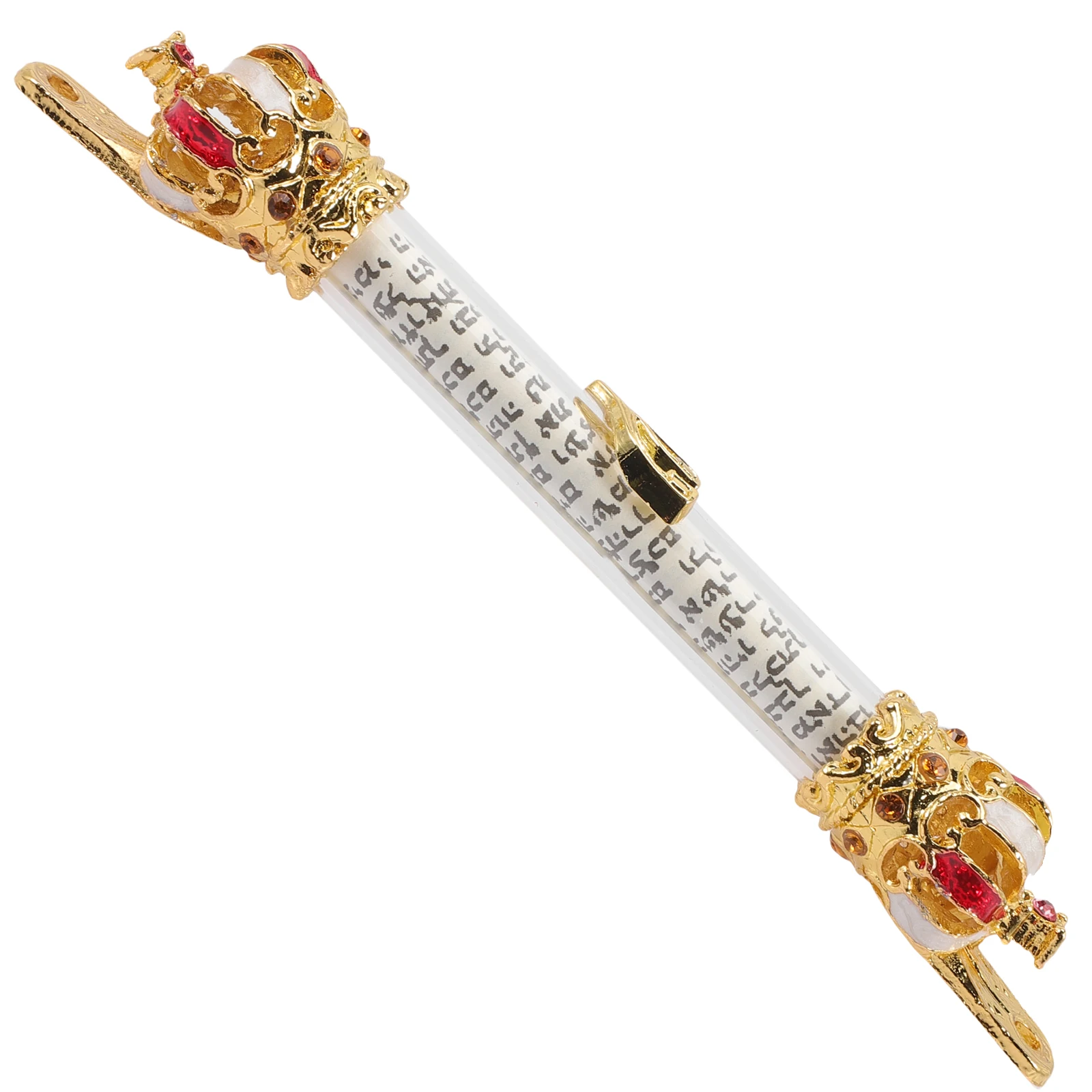 

Delicate Mezuzah Bible Door Crown Metal Gifts Scroll for Home Door Side Jewish Decor Hannukah Present Religious Red