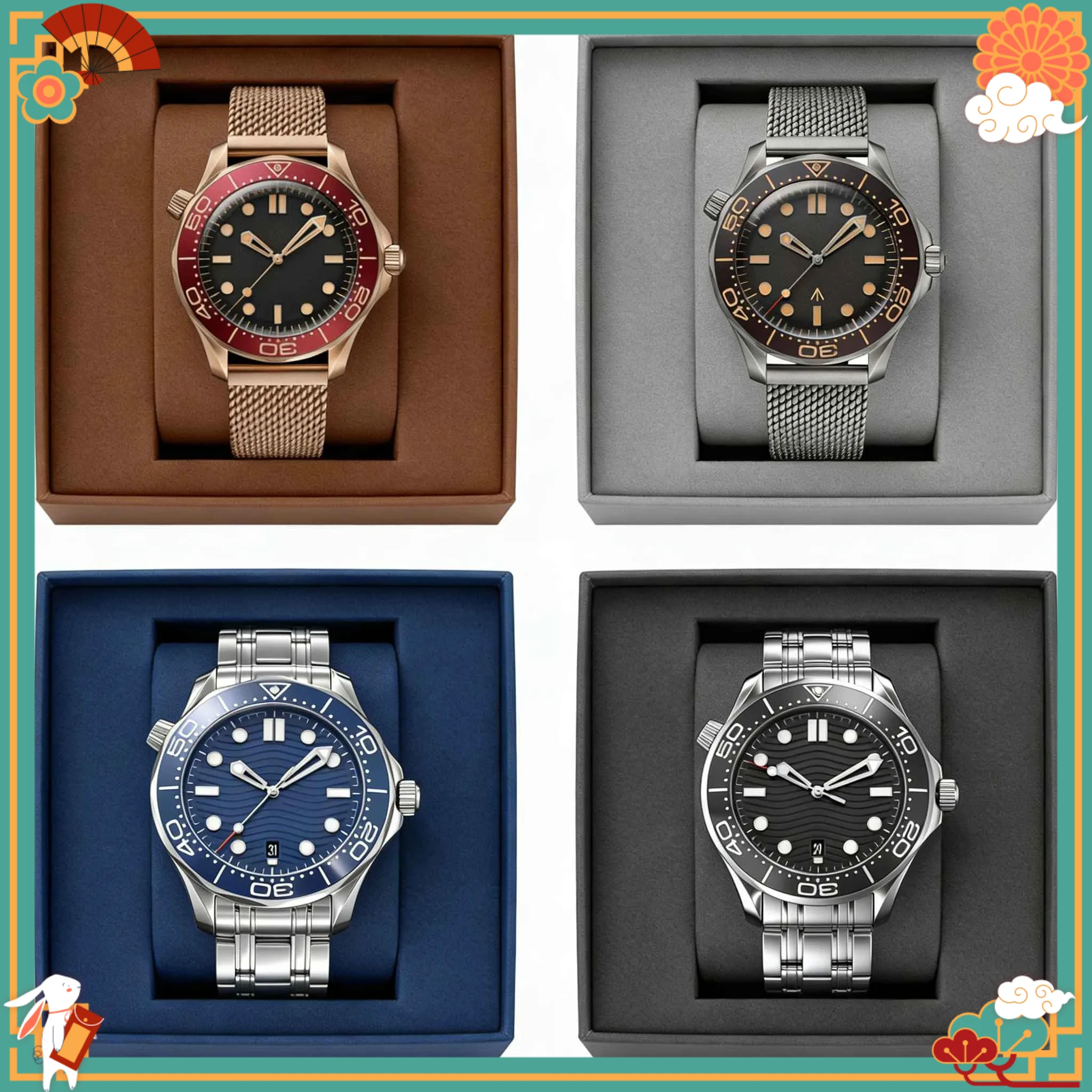 Montre de luxe pour homme DONG Store 40 mm à mouvement automatique en acier inoxydable 904L - Montre personnalisée