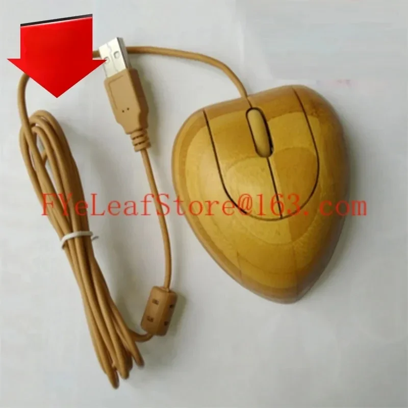 Full Bamboo Heart-Shaped Usb Mouse Desktop Notebook Wired Bamboo Wood