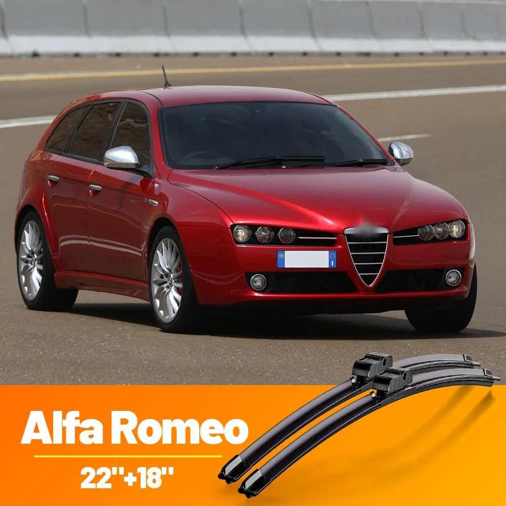 

For Alfa Romeo 147 GT 937 159 Brera Spider 939 2005-2012 Front Windshield Wiper 22"+18" Blades Windscreen Window Accessories