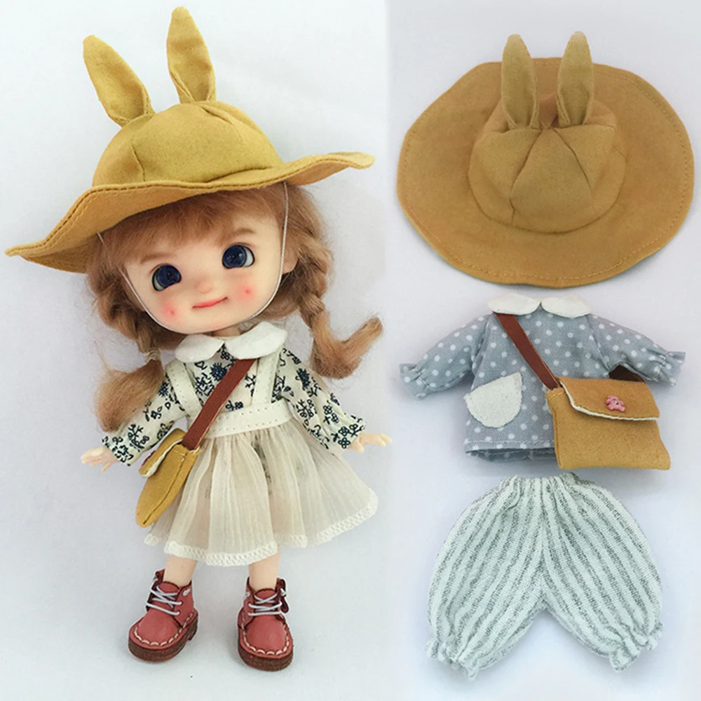 Ob11 Doll Suki Kindergarten Set Clothes Rabbit Ear Fisherman's Hat Princess Skirt For Nendoroids, Obitsu11, Molly, Ymy, Ufdoll