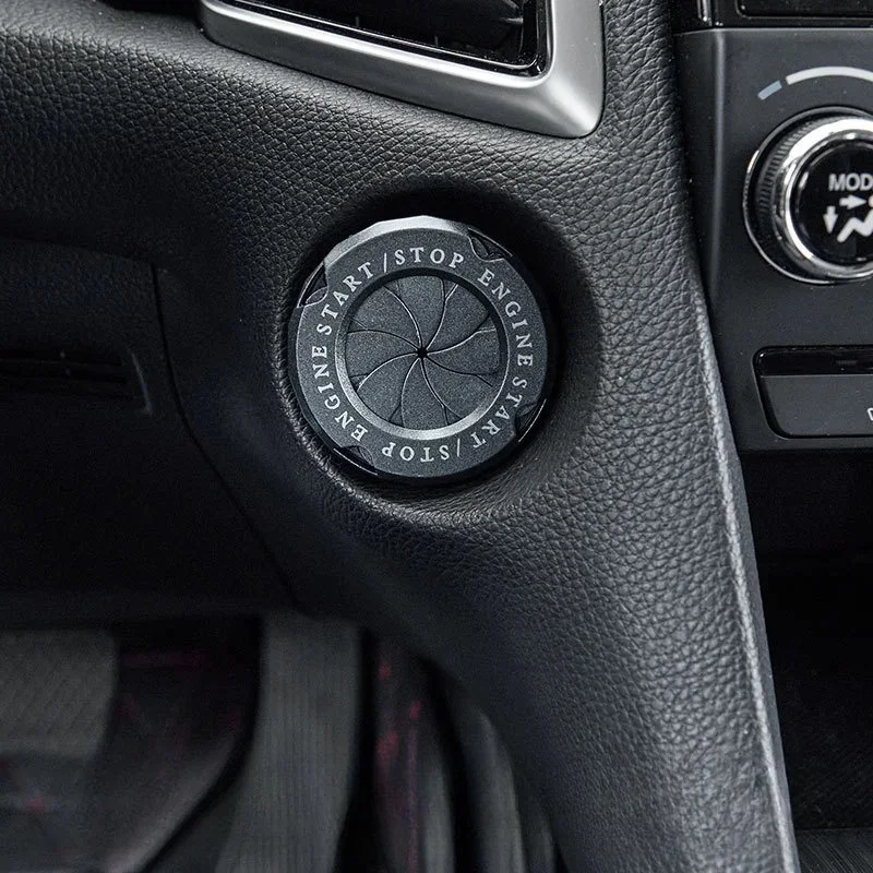 Universal Decorative Ignition Cover, One Click Engine Start Stop Switch Button with Hidden Protective Design