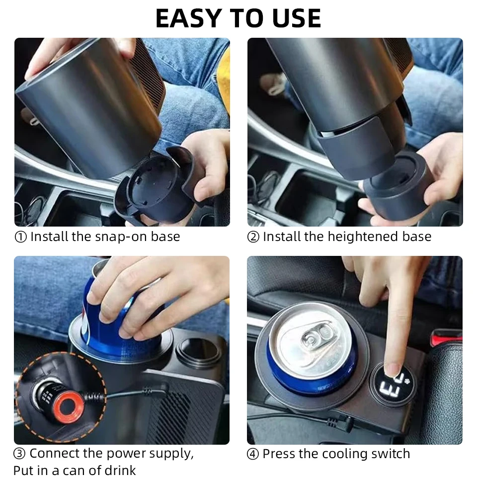 Yanace Portable Mini Fridge for Car Fast Cooling Cup Holder Cooler with Digital Display, Keeps Drinks Ice Cold and Office Use