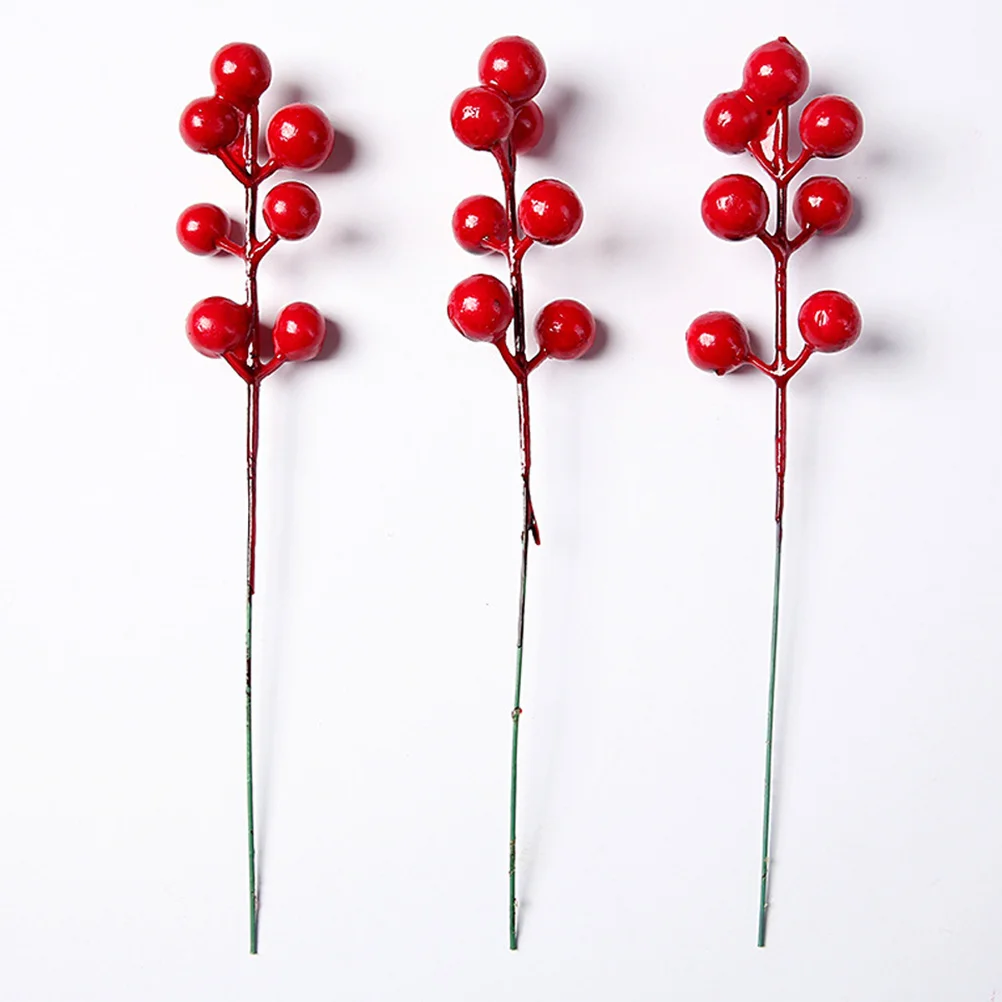 

20Pcs Simulation Red Berry Branches Eyecatching Home Decor Christmas Crafts Ornaments Artificial Berries Artificial Red Berry