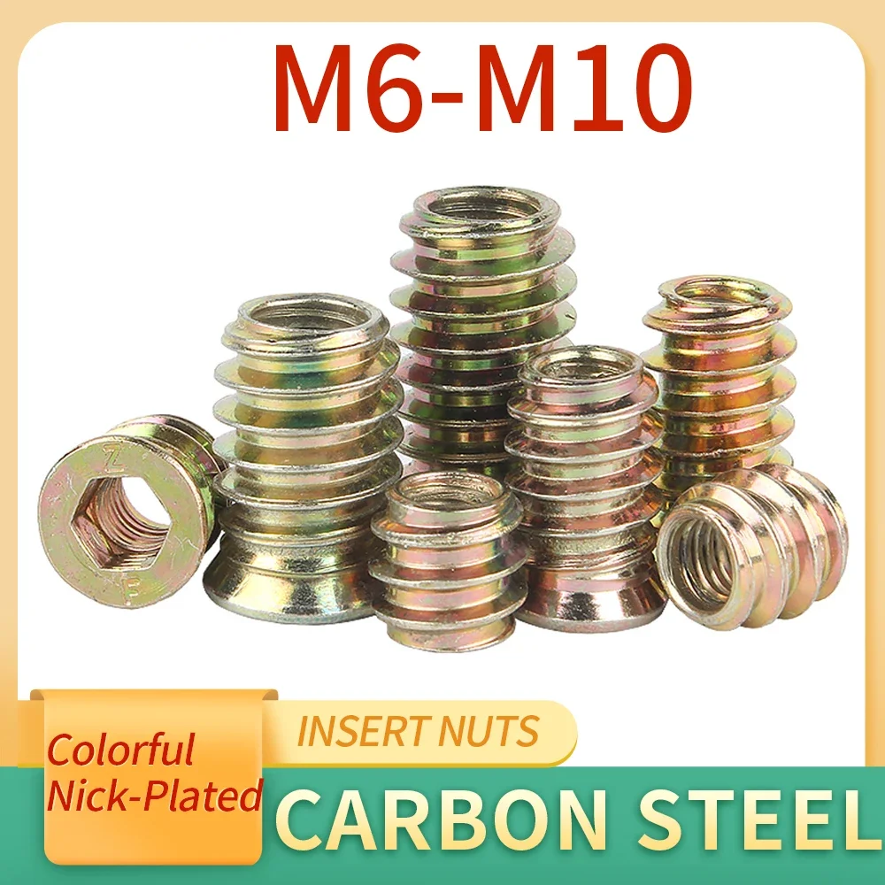 

10/20Pcs M6 M8 M10 Zinc Alloy Iron Inside Carbon Steel Hex Socket Drive Insert Nuts Threaded For Wood Furniture