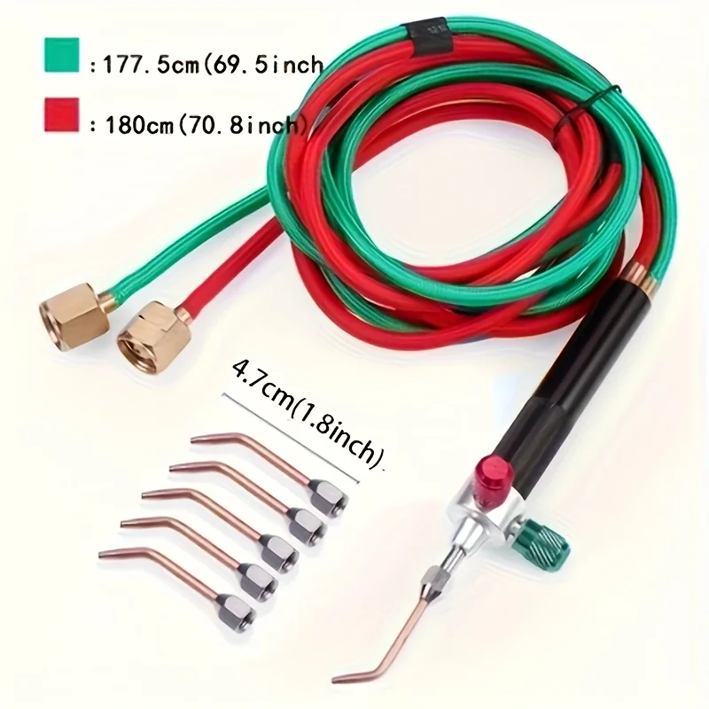 5 Tip Oxygen Welding Torch Kit for Jewelry Making High Temperature Flame Gun Durable Metal Tool with Interchangeable