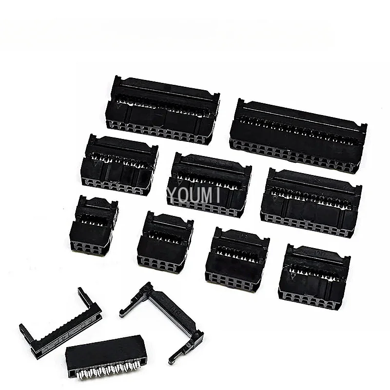 10set FC-6P FC-8P FC-10P FC-14P FC-16P To FC-40P IDC Socket 2x5 Pin Dual Row Pitch 2.54mm IDC Connector 10-pin Cable Socket