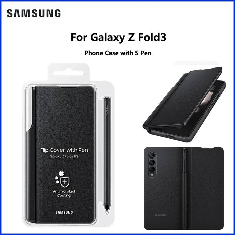 

Original Samsung Galaxy Z Fold 3 Phone Case with S Pen Protective Cover Heavy Duty Shockproof Smartphone Protector EF-FF92P
