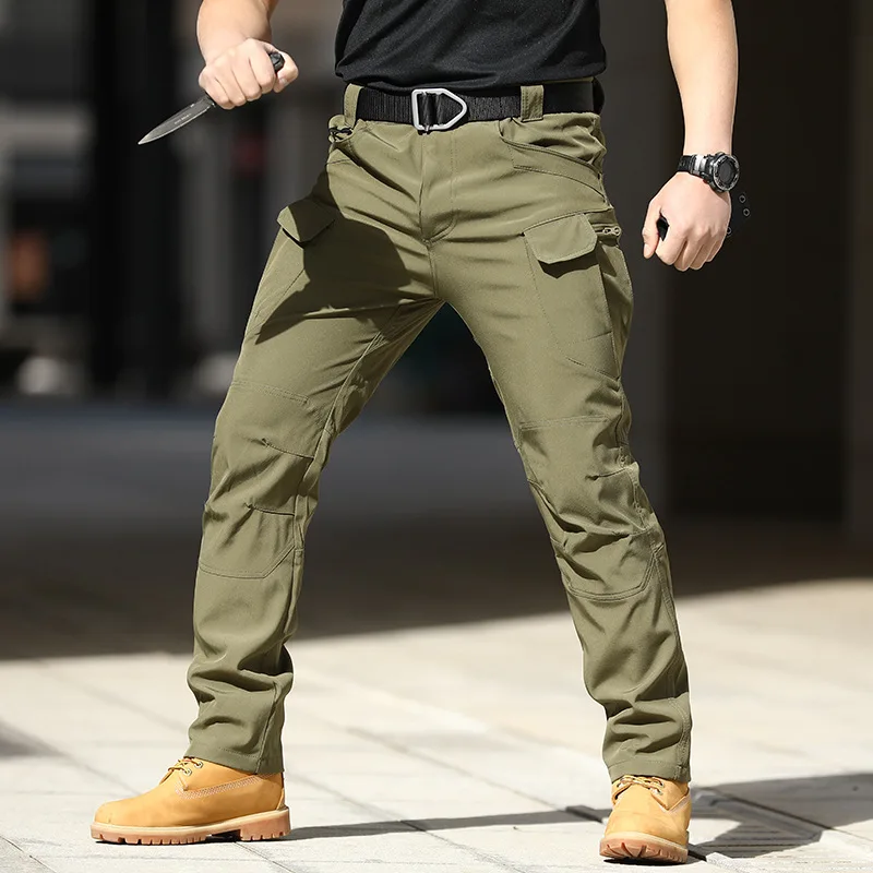 Military Tactical Cargo Pants Safari Work Trousers Multi-pocket Waterproof Hiking Sprots Outdoor for Men Overalls Loose