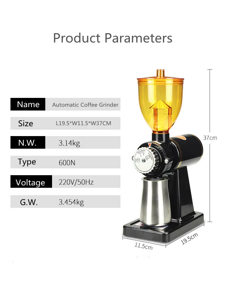 مطاحن القهوة الأوتوماتيكية مطاحن القهوة اليدوية التجارية 110 فولت/220 فولت الفولاذ المقاوم للصدأ مطحنة حبوب القهوة الكهربائية