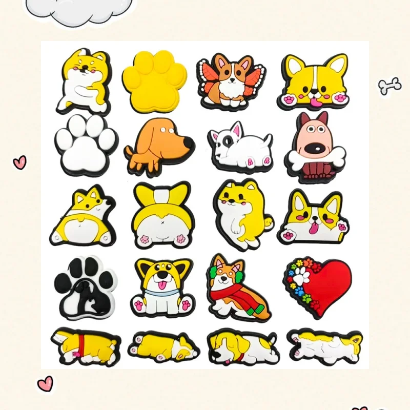 

20Pcs Dog pet badge women's clogs buckle children's pins men's decoration jeans Christmas gifts Shoe accessories Cartoon Shoe