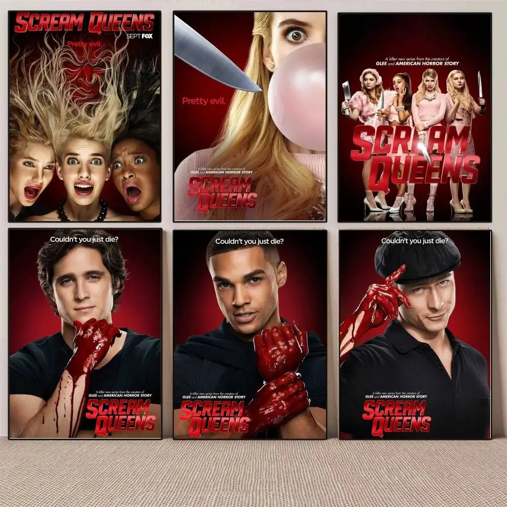 1PC TV series Scream Queens poster Self-adhesive Art Waterproof Paper Sticker Coffee House Bar Room Wall Decor