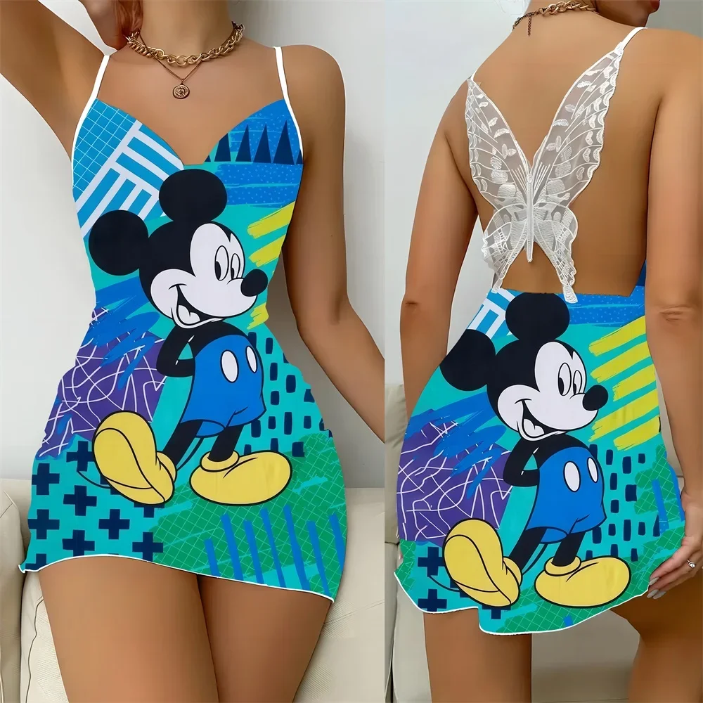 Sexy Nightgown for Women New in Summer Female Pajama Cartoon Pattern Women's Sleepwear 2024 Fashion Home Dress Free Shipping