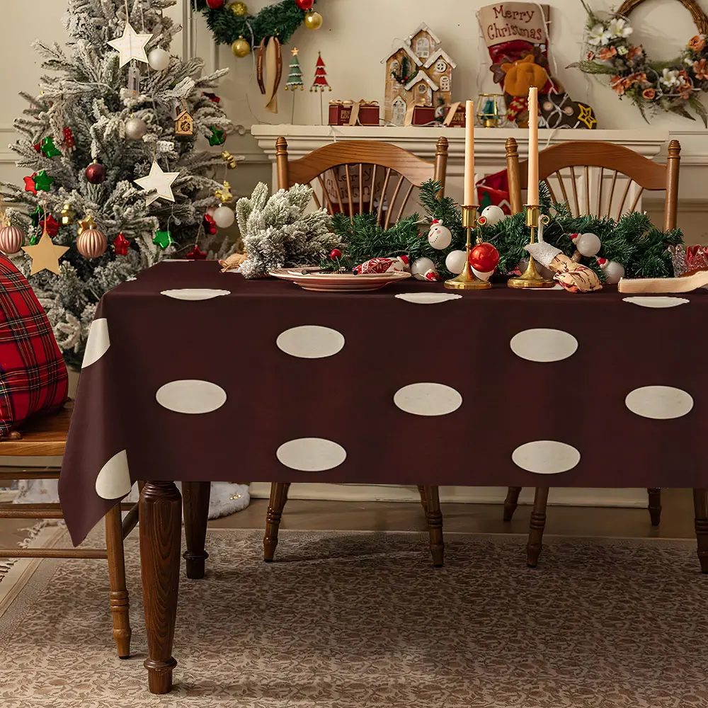 Vintage Plaid Pumpkin Spice Candle Table Cloth Waterproof Spill Proof Table Cloth, Wipe Clean Table Cloth for Dining Camping