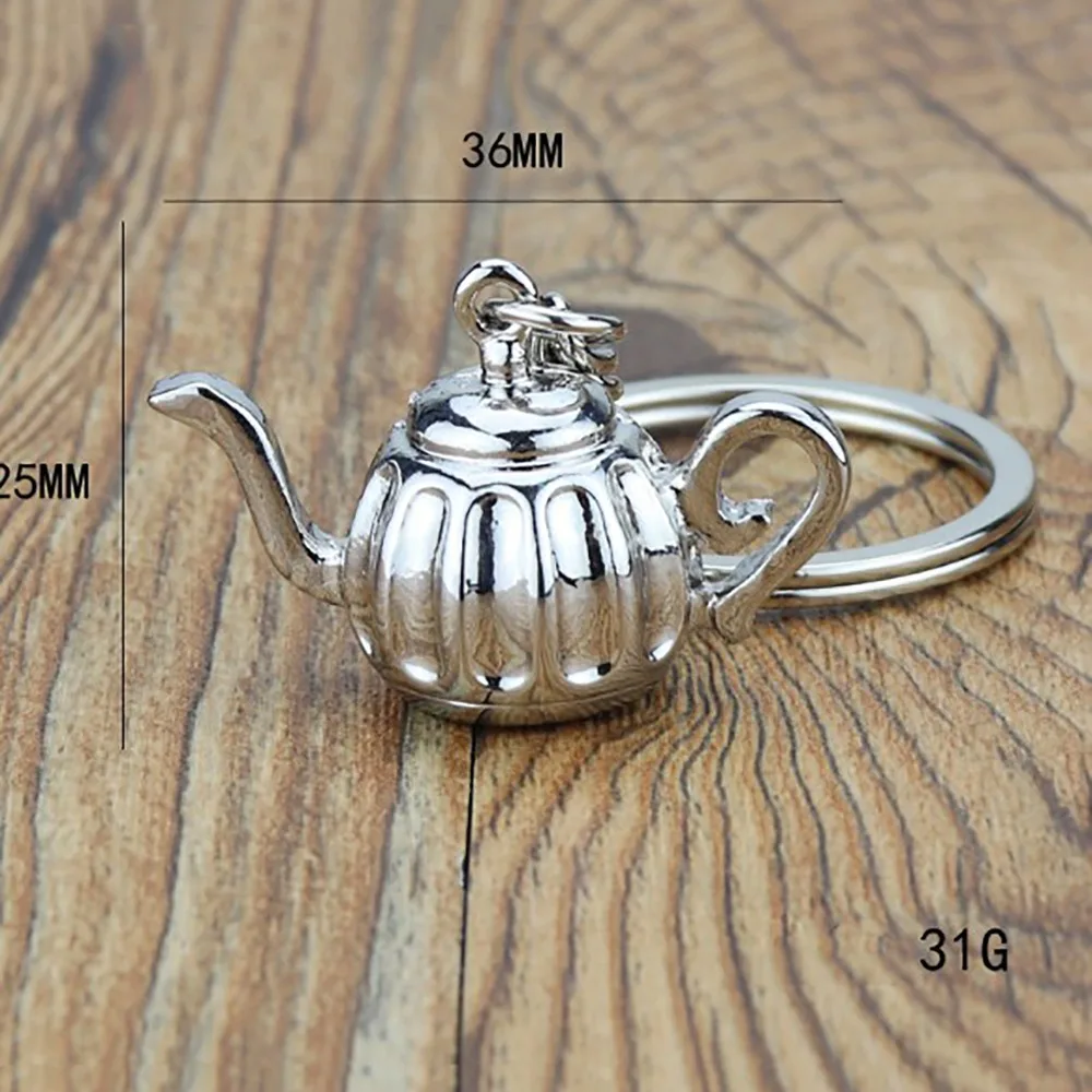 Metal 3D Creative Coffee Keychain Mini Pitcher Moka Pitcher Keyring Creative Cute Creative Barista Coffee Keychain Girl Gift