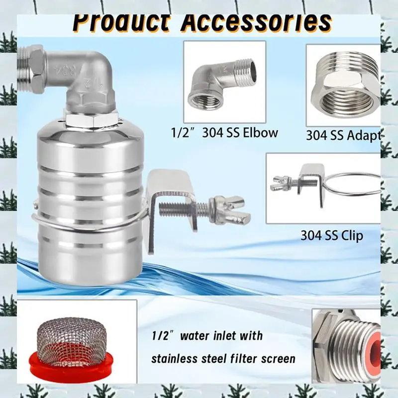 

ABLG 3 комплекта от 1/2 до 3/4 дюйма поплавковый клапан для воды, полностью автоматический поплавковый клапан из нержавеющей стали с регулятором уровня воды