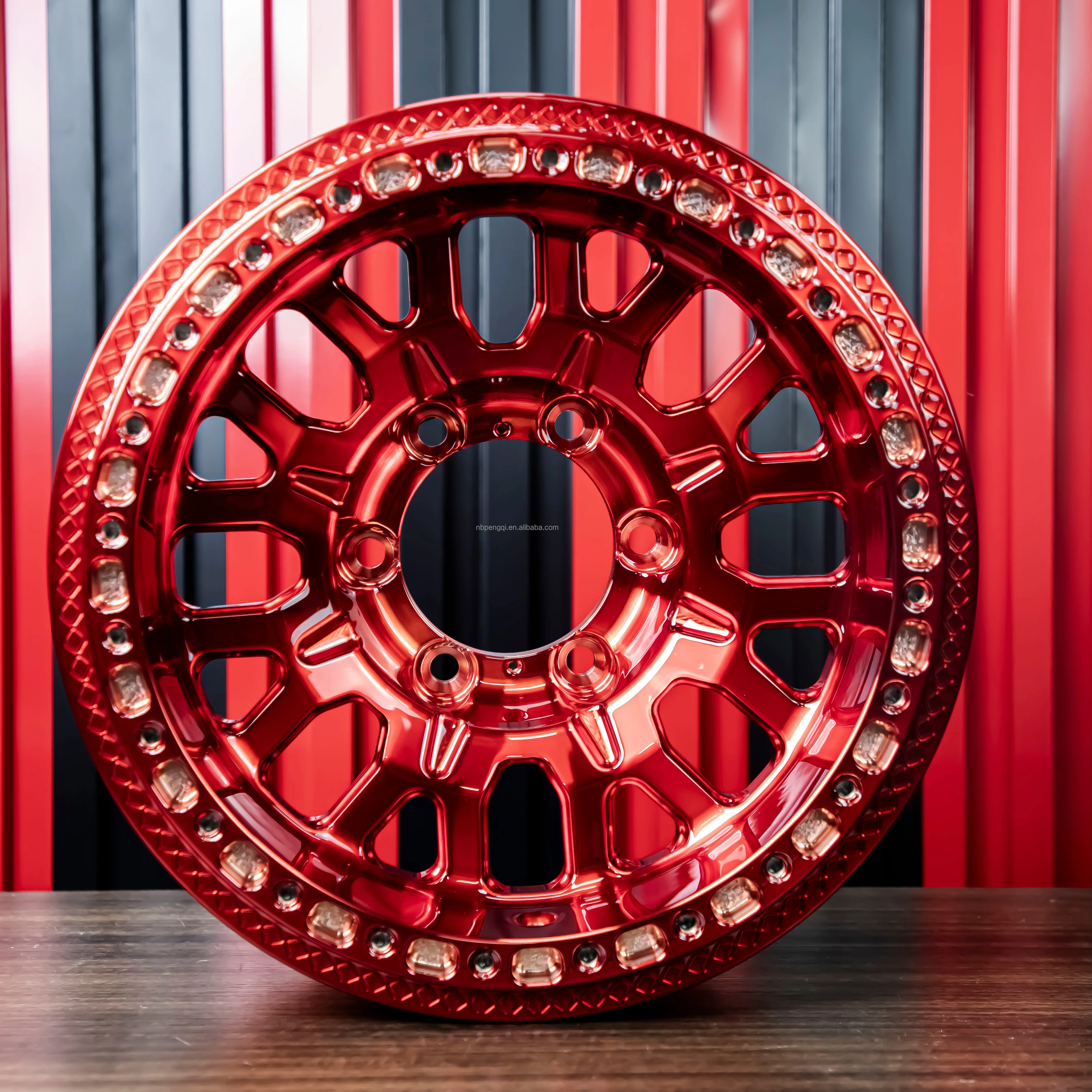 

Hot Sale Brushed Wine Style Red Off-Road Forged Wheel Compatible With Beadlock Ring For Nissan Patrol Y60 Y61