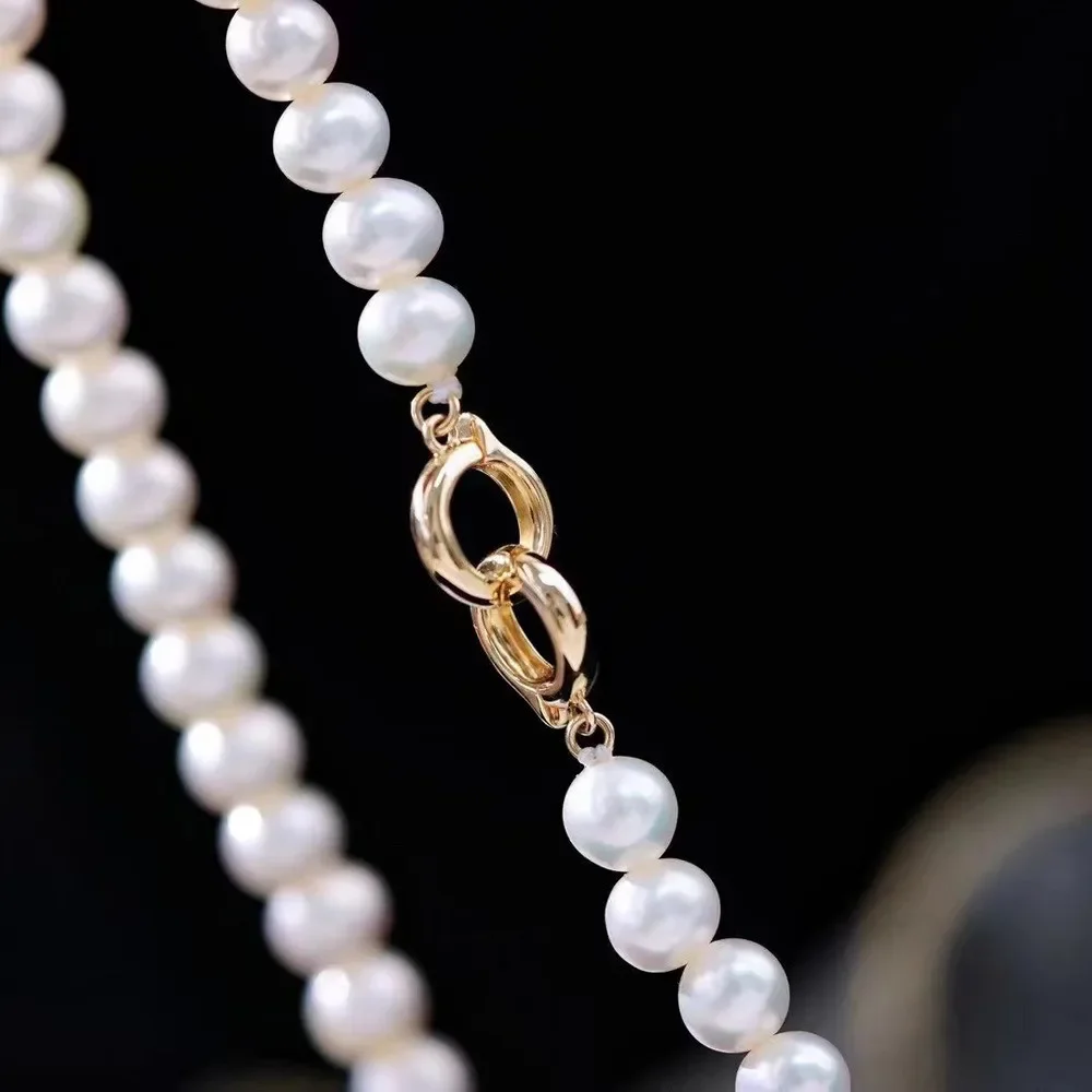 

DIY Pearl Accessories G18K 14K Yellow Gold Necklace Clasp Jade Necklace Bracelet Single Row Fashion Buckle Women G375