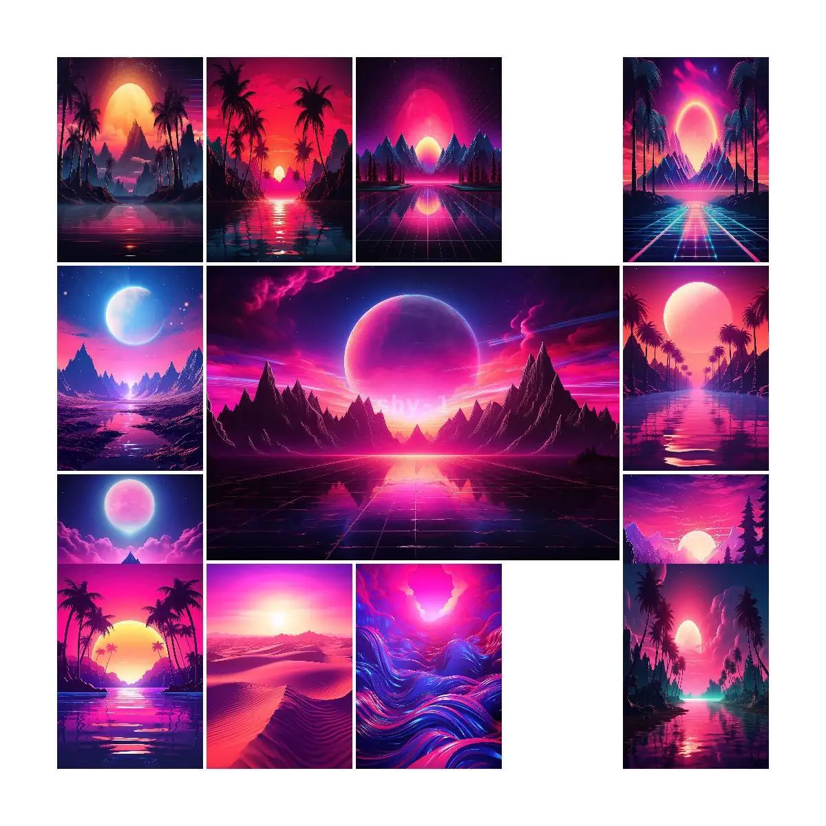 Retro Culture Collection Celestial Synthwave Spell Poster  Vintage Aesthetic Wall Art Print for Home Decor