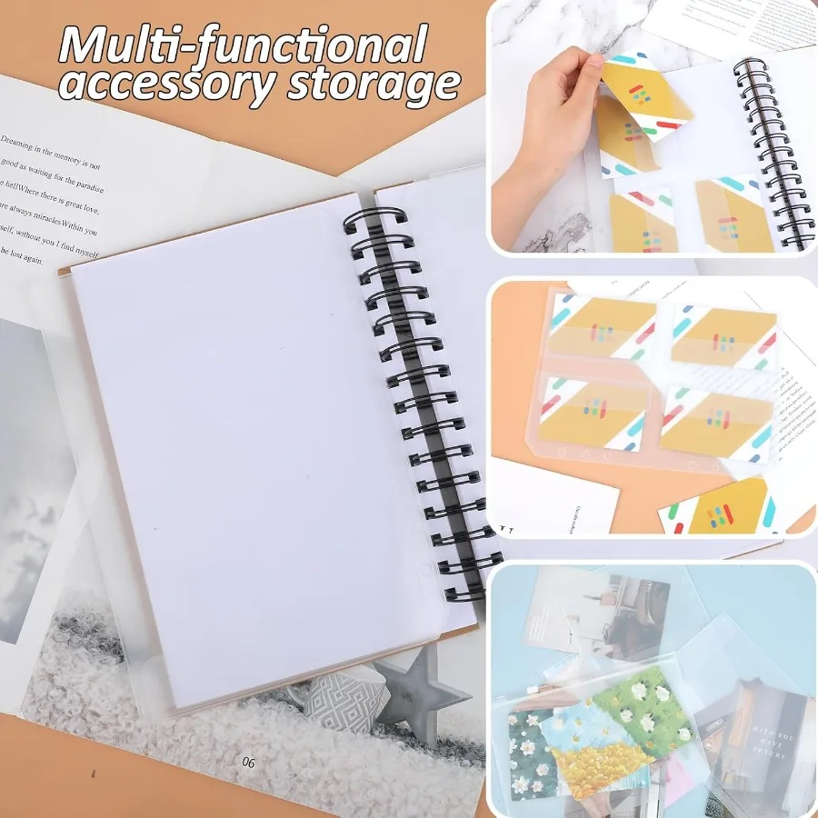 Carpeta transparente Premium con cremallera, 12 Uds., tamaño A5, 6 agujeros, insertos para carpetas, bolsas para archivar documentos para cuaderno de 6 anillas, bolsas de hojas sueltas